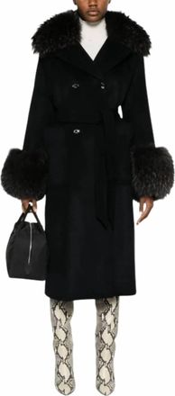 Moorer Malaika Double Breasted Coat In Navy Blu