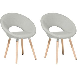 Beliani Beliani - Upholstered Fabric Dining Chair Set Retro Vintage Light Grey Roslyn