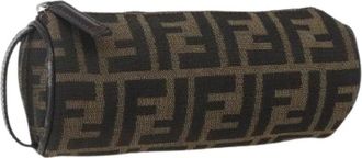 Fendi Pre-owned Clutches, female, Brown, Size: ONE SIZE Pre-owned Vintage Zucca Canvas Pouch