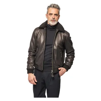 The Jack Leathers Giacca Bomber in Pelle - - Jackets - Uomo - Marrone - M