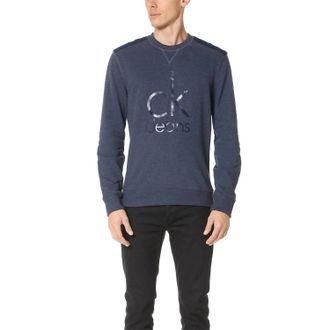 Calvin Klein Logo Crewneck Sweatshirt In Navy