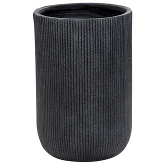 Beliani Maceta De Mezcla De Arcilla Negra 37 Cm Fibra Vertical Agujero Drenaje Eantio
