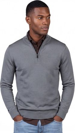 Thomas Maine trui half zip effen antraciet normale fit