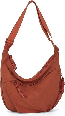 Generic Trendy Womens Soft Cloth Shoulder Bag Solid Color Student Casual Style Big Handbags Crossbody Bags For Women Hobos(Orange)