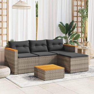vidaXL Set Divani da Giardino 3 pz con Cuscini Grigio in Polyrattan - Vidaxl