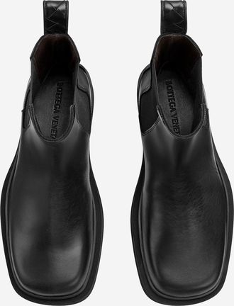 Bottega Veneta Womens Leather Chelsea Boots With Intrecciato Detail Black Calfskin