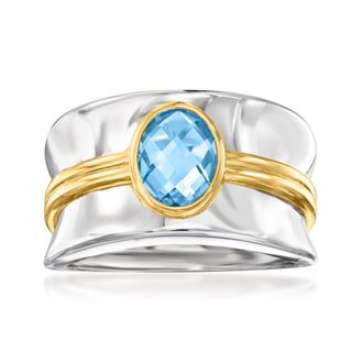 Ross-Simons Swiss Blue Topaz Ring in 2-Tone Sterling Silver
