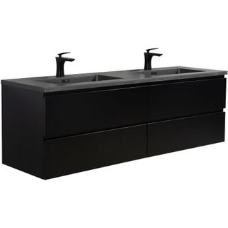 Badplaats Mobile da bagno Angela 160cm Nero Opaco - armadio mobiletto lavabo