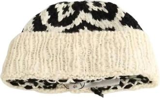 Moncler Pre-owned Accessories, female, Black, Size: ONE SIZE Pre-owned Wool Beanie
