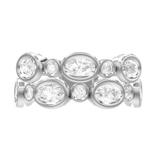 Diamond2Deal 14k White Gold 1.68 Ct Oval Lab Grown Diamond Wedding Band Ring Size 7, VS1, E-F