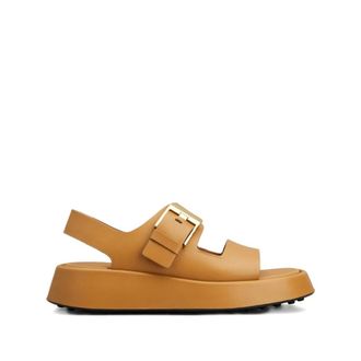 Tod's Tods, Flat Sandals, female, Beige, Size: 6 1/2 US Leather Sandals