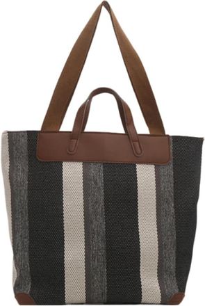 Generic Striped Shoulder Bucket Bags For Women Large Capacity Hobo Bags (Black)