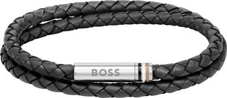 BOSS Armband »Schmuck Edelstahl Lederarmband Wickelarmband ARES«