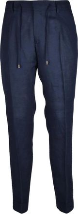 Lab 001 Navy Blue Linen Drawstring Formal Pants