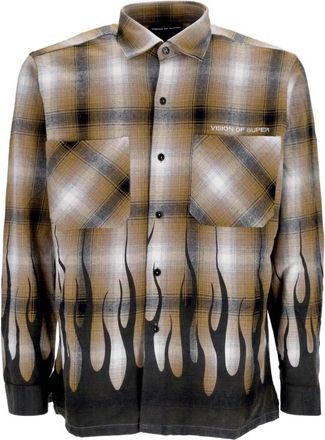 Vision Of Super Flames Lange Mouw Flanellen Overhemd - Heren - Casual Overhemden - Veelkleurig - M - Katoen - Overhemden