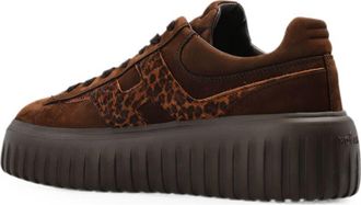 Hogan Leopard-Print Leather Platform Sneaker - Brown