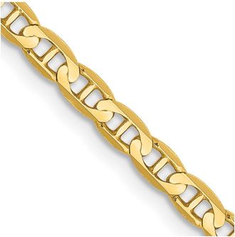 Diamond2Deal 10k Yellow Gold 3mm Concave Anchor Chain Necklace