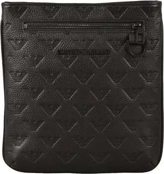 Emporio Armani Flat Crossbody Bag Leather - Black