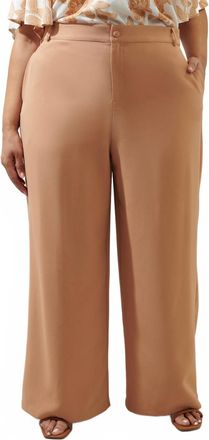 Sugarlips Womens Chelsea Belted Wide Leg Trousers Curve In Camel