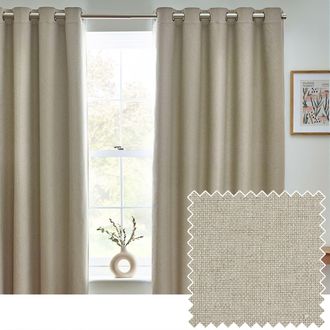 furn. Dawn Blackout Eyelet Curtain Pair in Natural | Size: 229 cm width x 229 cm drop