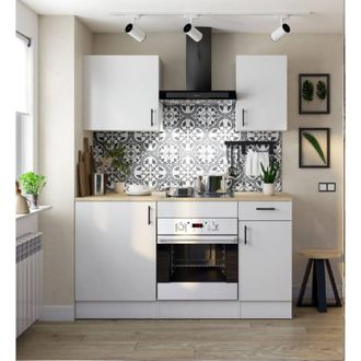 Dmora Cucina completa Thymira, Composizione cucina moderna, Set cucina componibile, Soluzione cucina funzionale, Bianco e Rovere - Dmora