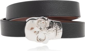 Alexander McQueen Leather Bracelet, Mens, Black