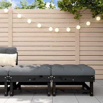 vidaXL Taburetes De Jard&iacute;n Con Cojines 2 Uds Madera Maciza Pino Negro Vidaxl