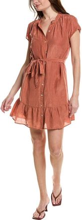 Bella Dahl Cap Sleeve Ruffle Hem Linen-Blend Shirtdress