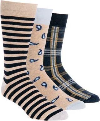 Lorenzo Uomo Assorted 3-Pack Crew Socks in Taupe at Nordstrom Rack