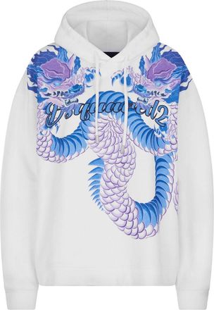 Dsquared2 graphic-print cotton hoodie - women - Cotton - S - White