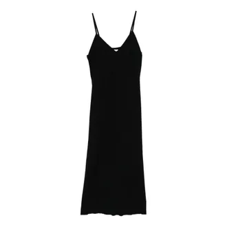 Lisa Yang Knitted Dresses, female, Black, Size: XS Spaghetti Strap V-neck Knit Dress