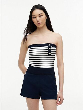 Tommy Hilfiger Top estilo bandeau de punto con botones dorados