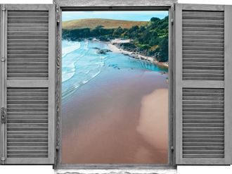Queence Wandtattoo »Strand« Wandsticker, Wandbild, selbstklebend, 3D, Fenster