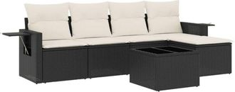 vidaXL Set De Sof&aacute;s De Jard&iacute;n 6 Piezas Y Cojines Rat&aacute;n Sint&eacute;tico Negro Vidaxl