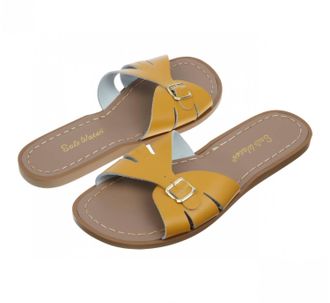 Salt-Water Womens Classic Slides Sandal In Mustard