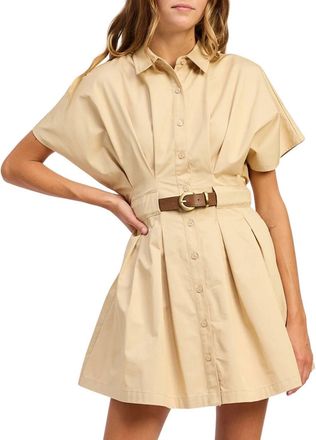 En Saison Cecilla Mini Shirt Dress In Khaki Brown