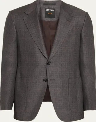 Ermenegildo Zegna Mens Cashmere and Silk Plaid Sport Coat