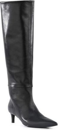Seychelles Rose Pointed Toe Over the Knee Kitten Heel Boot in Black Leather at Nordstrom Rack, Size 6.5