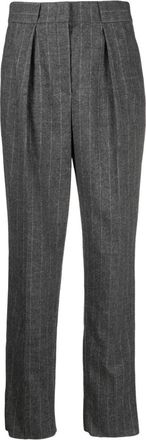Emporio Armani pinstripe-pattern tailored trousers - women - Polyester/Wool/Polyamide/Viscose/Other fibres/Elastane/Acetate/Polyester - 42 - Grey