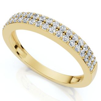 Pompeii3 1/4Ct Pave Double Row Wedding Ring Stackable Band 10k Gold Lab Grown