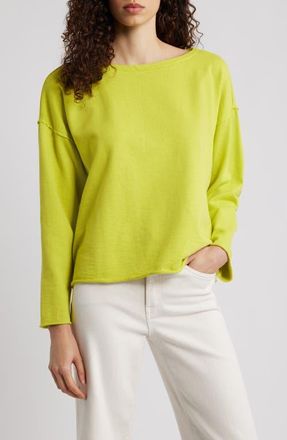 Eileen Fisher Bateau Neck Boxy Top in Citron at Nordstrom, Size Large