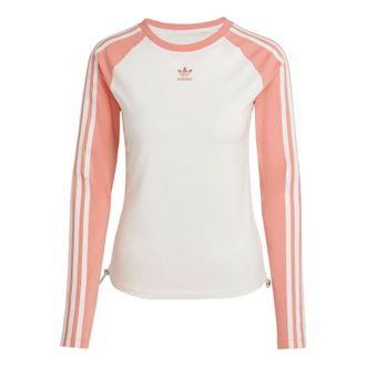 adidas (WMNS) adidas originals Slim Fit Long Sleeve Tee Asia Sizing White Pink IY0781