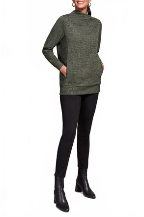 Tribal Long Sleeve Tunic With Invisible Pockets In Green