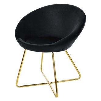 ML Design Ml-design - Silla De Comedor Negra Ergon&oacute;mica, Asiento Tapizado Aspecto De Terciopelo Patas De Metal Con Respaldo Y Reposabrazos Sill&oacute;n Moderno Para M