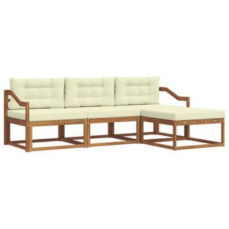 vidaXL Conjunto De Sof&aacute;s De Exterior Con Coj&iacute;n 4 Pcs Natural Y Crema Vidaxl