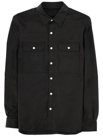 Rick Owens Matte Black Leather Snap Jacket