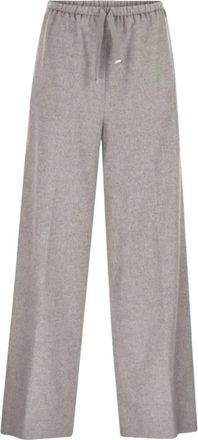 Herno Broek met trekkoord en rechte pijpen - Dames - Wijde Broeken - Grijs - L - Katoen - Broeken
