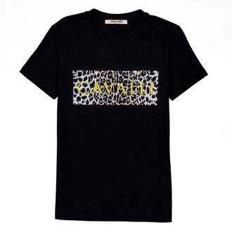 Roberto Cavalli Leopard-Print Logo T-Shirt, Size X-Small