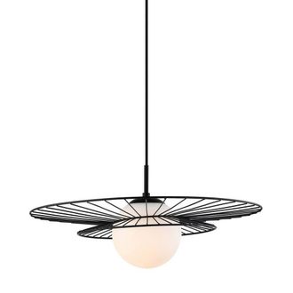 Netlighting Modern Hanging Pendant Black 1 Light with White Shade E27
