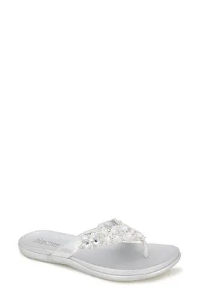 Kenneth Cole Reaction Glam-Athon Embellished Thong Sandal in Silver at Nordstrom Rack, Size 5.5